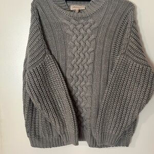 Philosophy Charcoal Cable Knit Crewneck Sweater